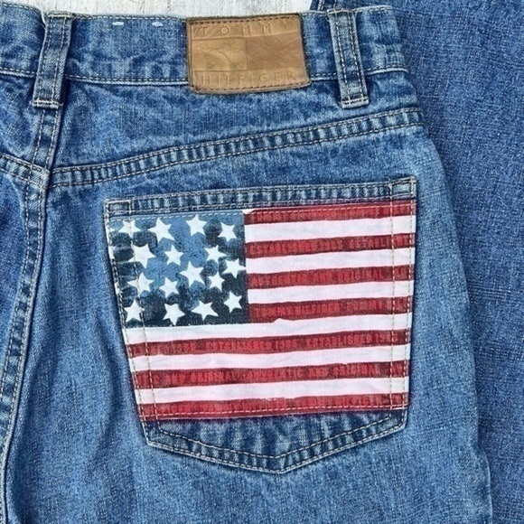 Vintage Tommy Hilfiger Size 6 Jeans Flag Patriots Pockets Light Blue Washed - Picture 2 of 16